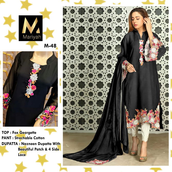 Mariyah M 48 Fancy Ethnic Wear Georgette Ready Made Pakistani Suit Collection